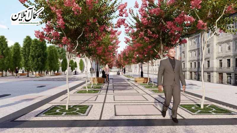 فاز نخست پیاده‌راه هسته مرکزی شهر آمل در آستانه تکمیل؛ تحولی در مبلمان شهری
